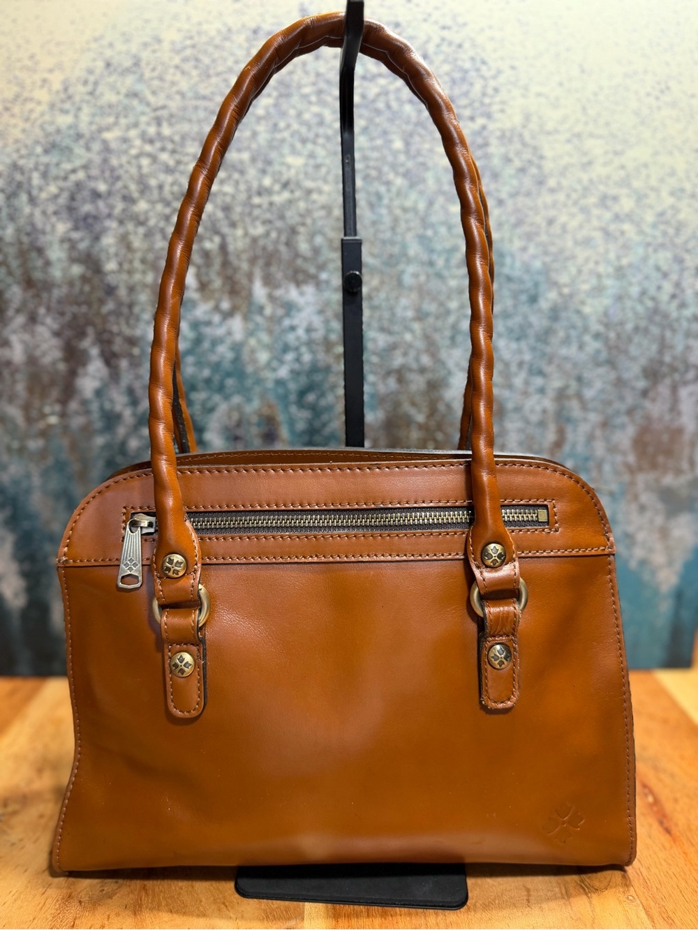 Patricia Nash Western 2010s Calvi Cognac Tooled Leather Satchel - Picture 5 of 14